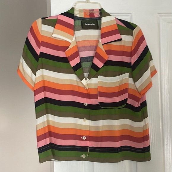 Reformation Palma Top Rainbow Stripe Size Small - Picture 4 of 9